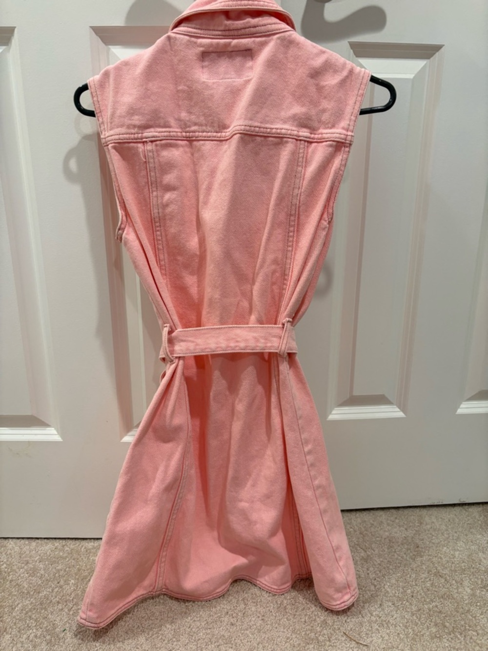 Light Pink Denim Dress with Waist Tie Country Girly Western Concert Size M - Picture 4 of 5